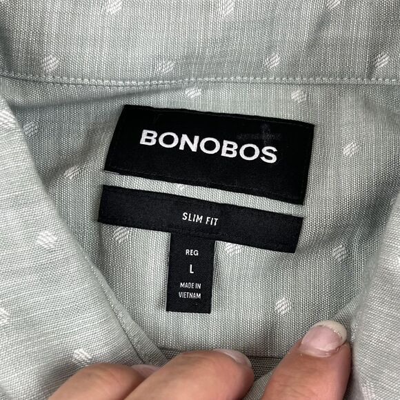 Bonobos Shirt Mens Large Sage Green Slim Fit Button Down Long Sleeve Stretch - Picture 4 of 8